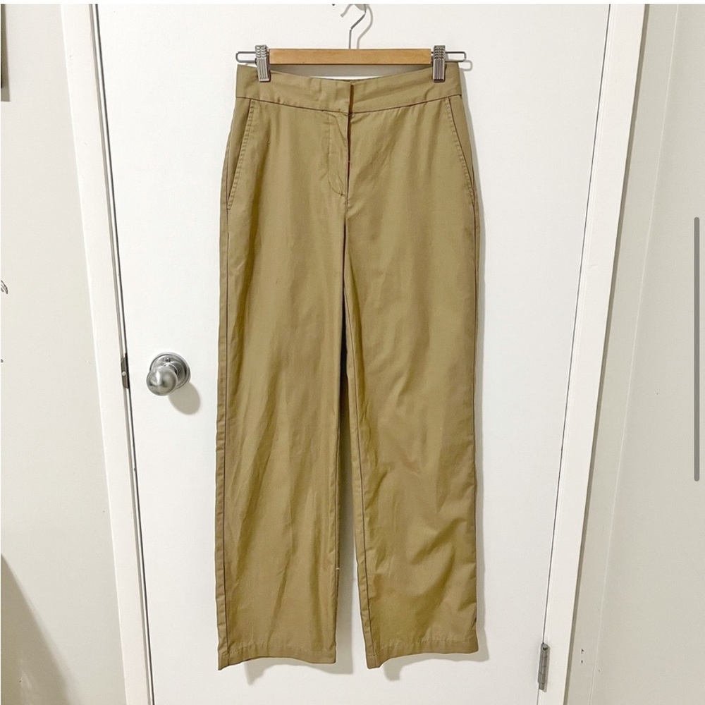 Aritzia Sunday Best Charlie Full Length Wide Leg Trouser Pant Khaki Tan size 00 - Picture 4 of 15